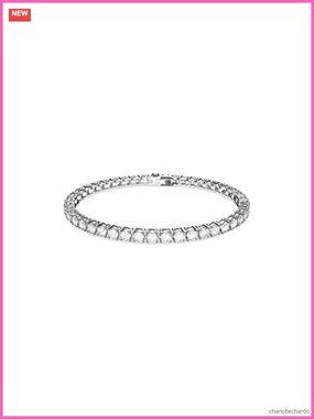 Swarovski Crystal Tennis Bracelet Rhodium Finish Round Cut